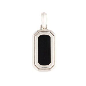 DAVID YURMAN STERLING SILVER 925 ONYX DECO DOG TAG PENDANT